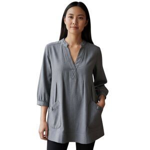 H&M DENIM BLUE BLOUSE SZ.8 EUC.